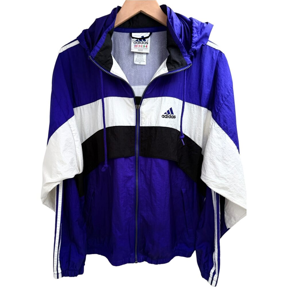 adidas Jacket Men's XL and 90's Purple White Black